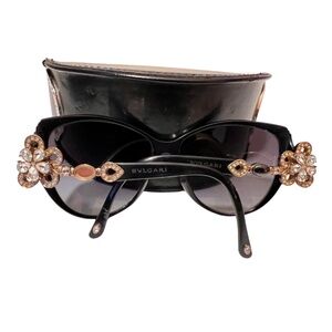 BVLGARI Sunglasses  Black Rose Gold Crystal Ltd Ed Cat Eye